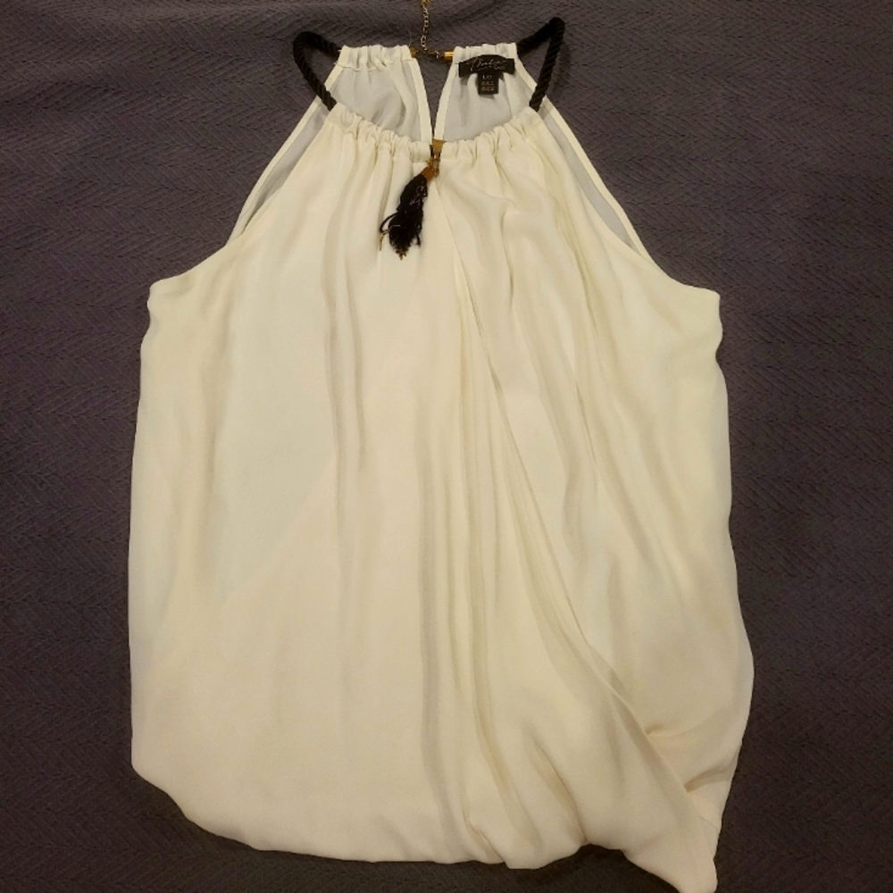 white sleeveless halter top, large